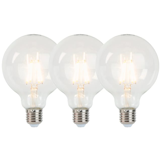 3er Set D27 dimmbare LED-Glühlampen G95 5W 470 lm 2700K