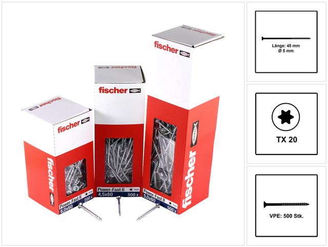 Power-Fast ii 5,0x45 sk blvz tg tx 50 500 Stk - Fischer