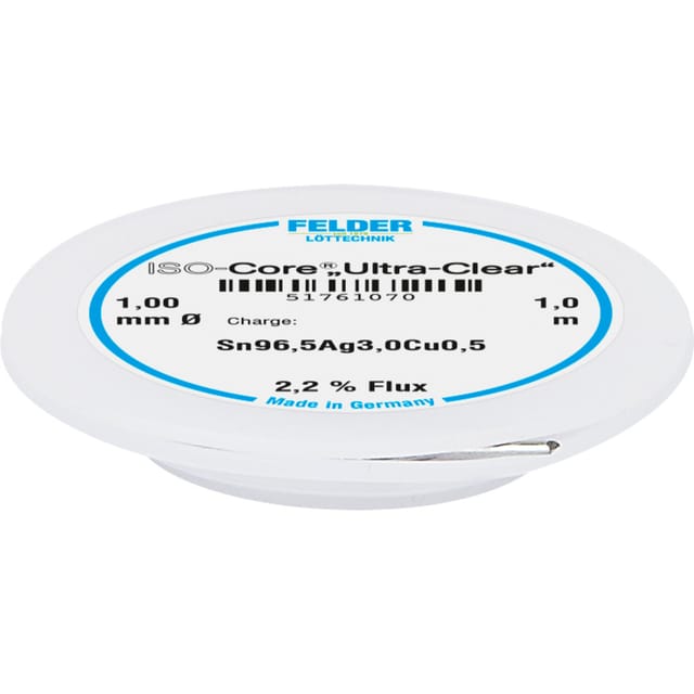 Felder Löttechnik - Felder ISO-Core 'Ultra Clear' SAC305 Lötzinn Spule Sn96,5Ag3Cu0,5 1 mm