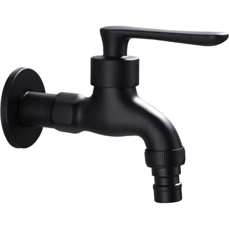Retro-wandarmatur Aus Schwarzem Metall, Außenarmatur Mit 1/2"-auslass, Frostbeständiges Messing Mit Einfacher Verbindung, Schlauchanschluss Für Gartenwaschmaschine, Korrosionsbeständig, Rostfrei.