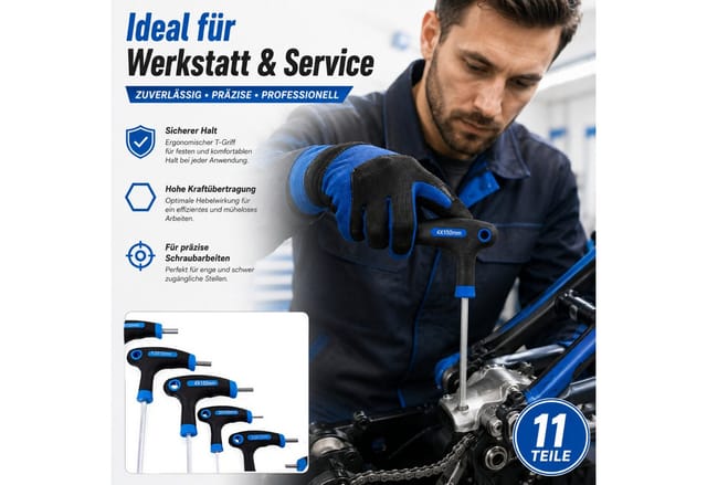11 tlg. Innen Sechskant t Schraubendreher Set Steckschlüsselsatz Schraubenzieher Quergriff 2 - 10mm Satz