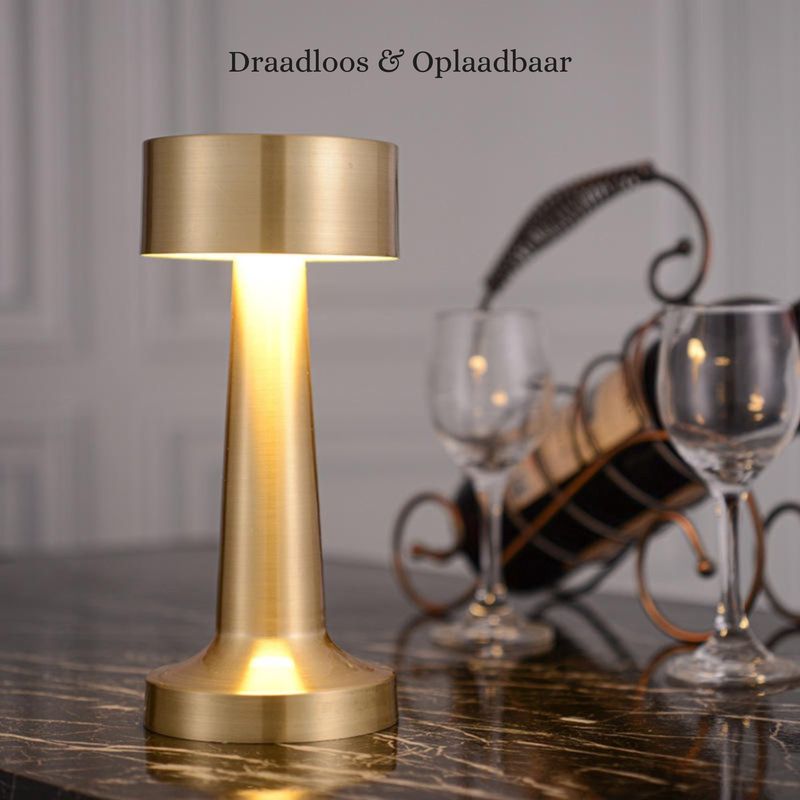 Dreamgoods Wiederaufladbare Tischleuchte – Kabellos – Wiederaufladbar – Dimmbar – 3 Lichtmodi – Batteriebetrieben – Touch-bedienung – Schreibtischlampe – Leselampe – Stimmungsleuchte – Dekoration