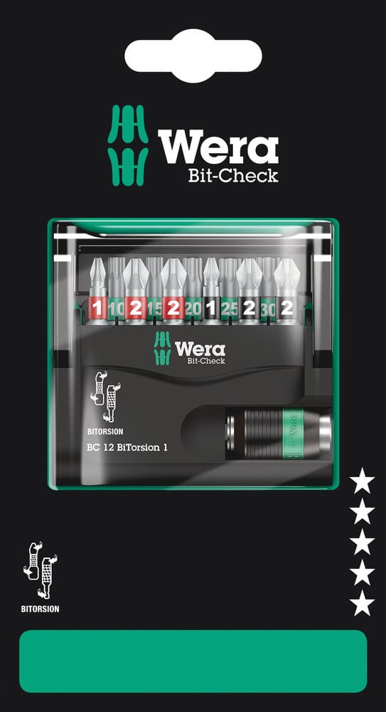 Bit-Check 12 BiTorsion 1 sb, 12-teilig 05136385001 Rapidaptor Torx - Wera