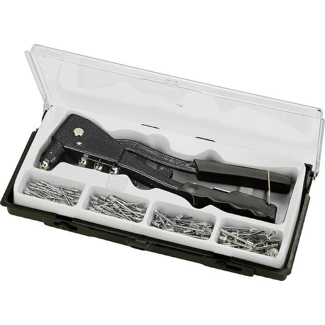 Blindnietzange Set, Niet-Zange inkl. 100 Aluminium-Nieten, schwere Ausführung mit Griffschutz - KWB