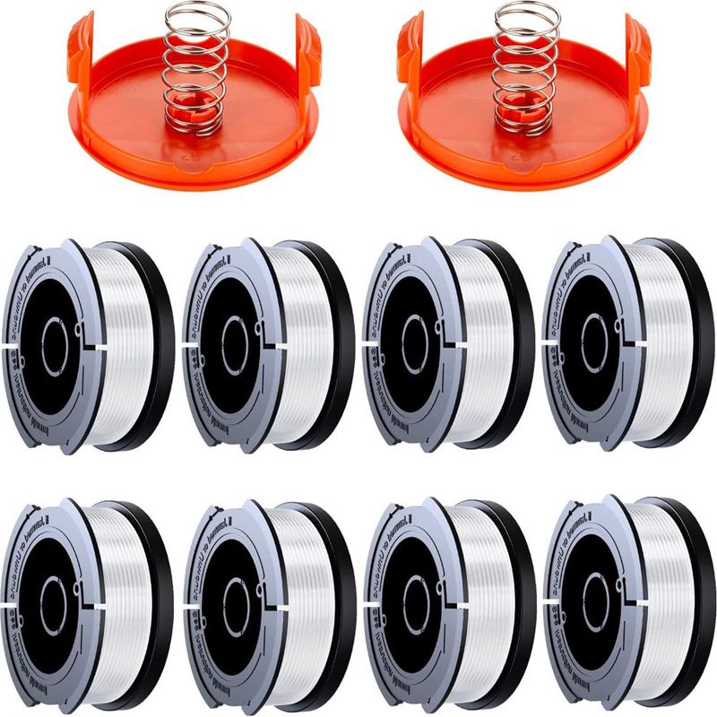 Geeignet Für Black & Decker Trimmer - Packung Mit 8 Trimmerkabeltrommeln, A6481 A6485 1,65 Mm Rasenmäherkabeltrommeln (8 Trimmerkabel, 2 Endkappen, 2 Federn)