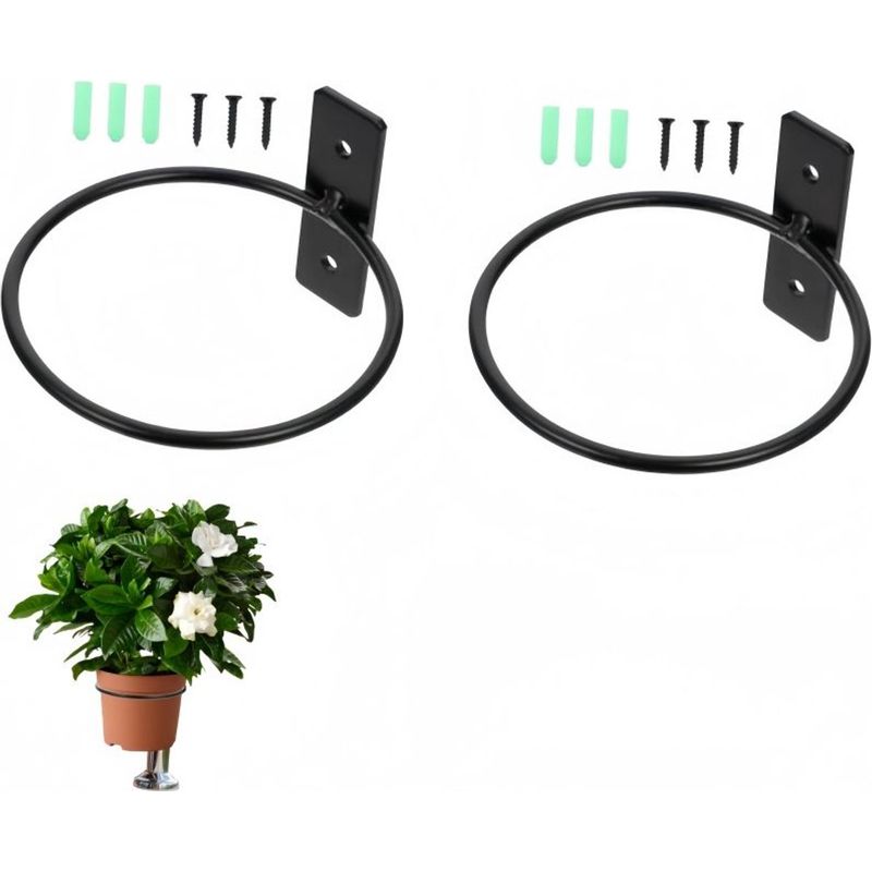 Stück – Blumentopfhalterringe – Wandhalterungen Aus Metall – 15 Cm – Schwarz