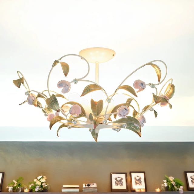 Licht-erlebnisse - Florale Deckenleuchte rose Ø64cm 5-flmg