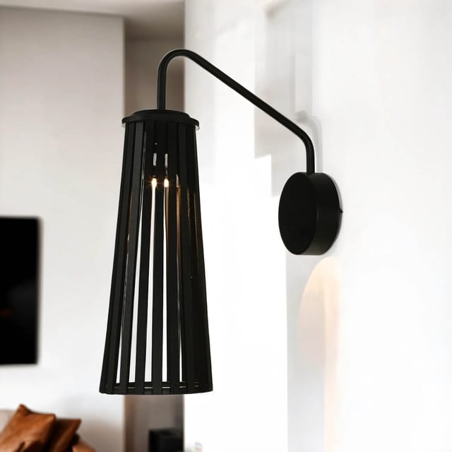 Licht-erlebnisse - Wandlampe Nachttisch Bett schwenkbar Holz Metall E27 Wandleuchte