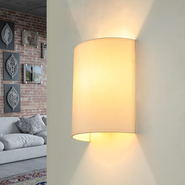 Moderne Wandleuchte alice in Creme mit Stoff Schirm - Creme