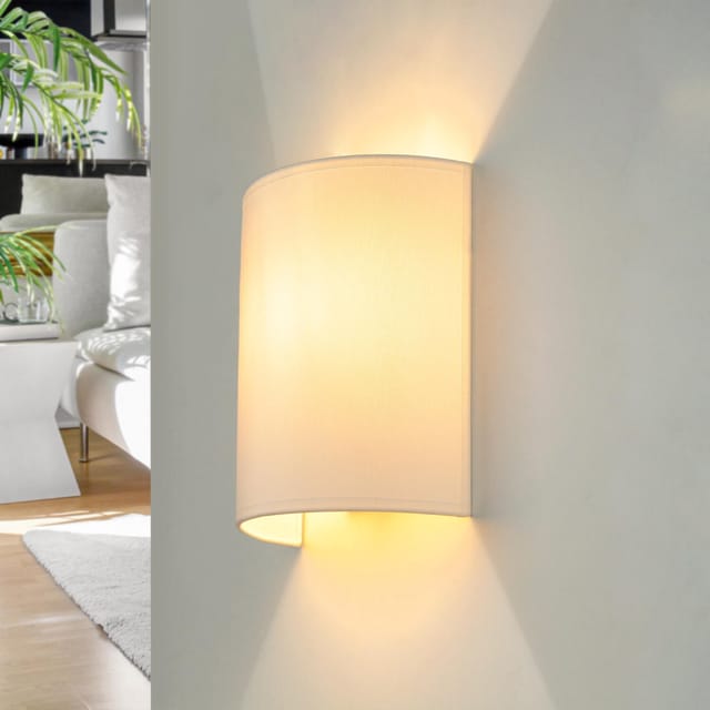 Wandleuchte ALICE in Weiß Stoff Schirm modern E27