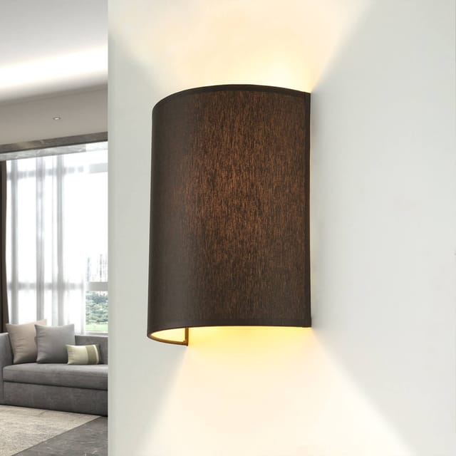 Wandleuchte alice in Braun Stoff Schirm modern 1xE27