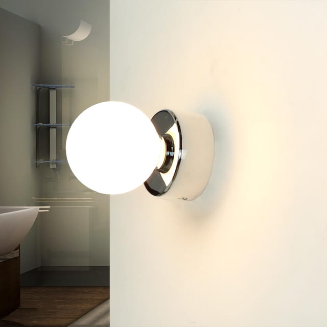 Wandlampe Bad IP44 rund in Chrom Ø7,5cm klein