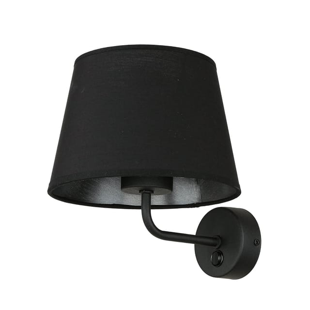Licht-erlebnisse - Wandlampe mit Schalter Schwarz Stoffschirm maja Wandleuchte Schlafzimmer