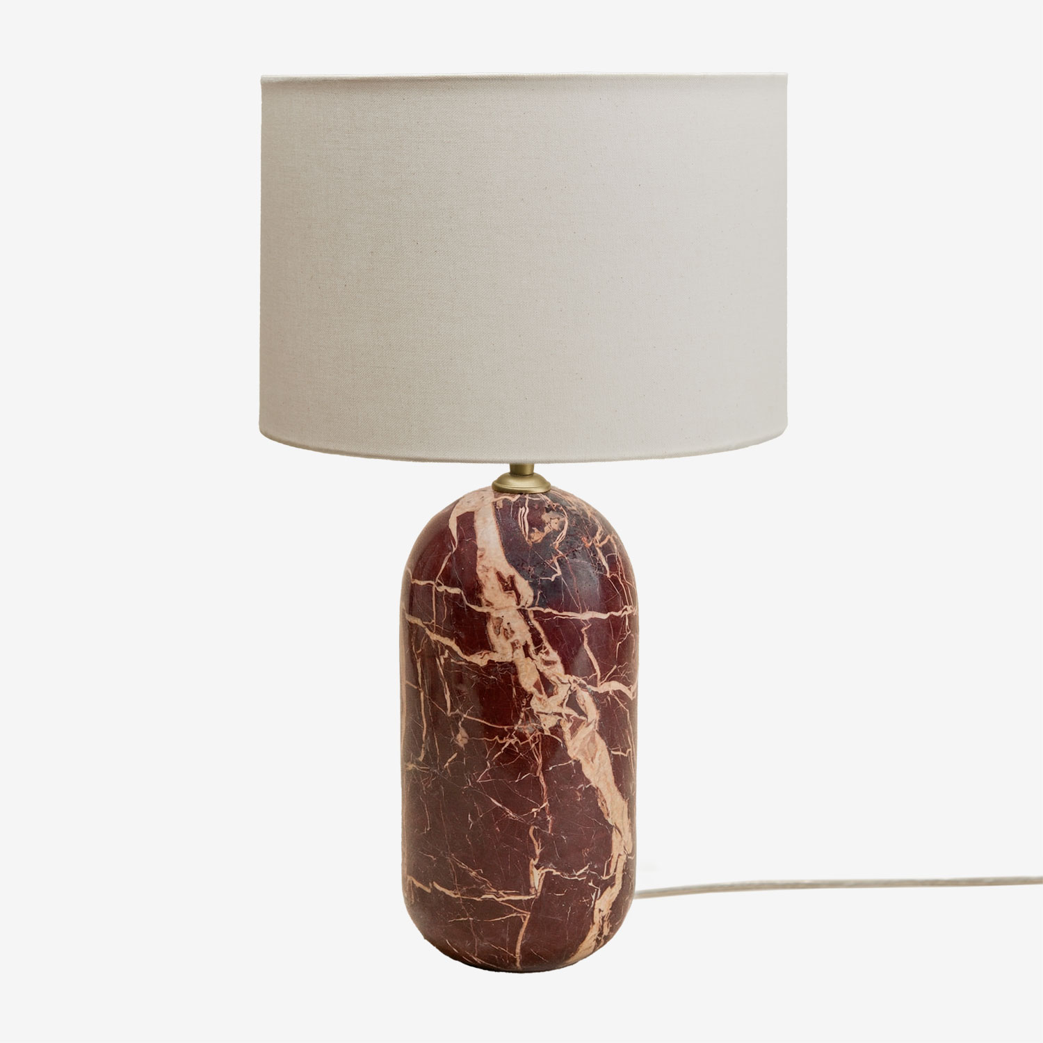 Sklum Tischlampe Aus Naturstein Yalvira Roter Marmor Cherry Gold
