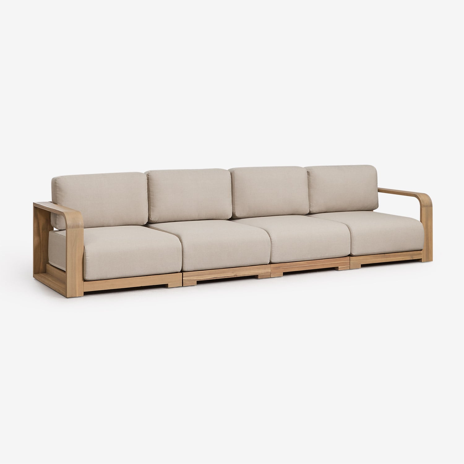Sklum 4-teiliges Modulares Gartensofa Mit Armlehnen Aus Akazienholz Brivori Helles Akazienbraun