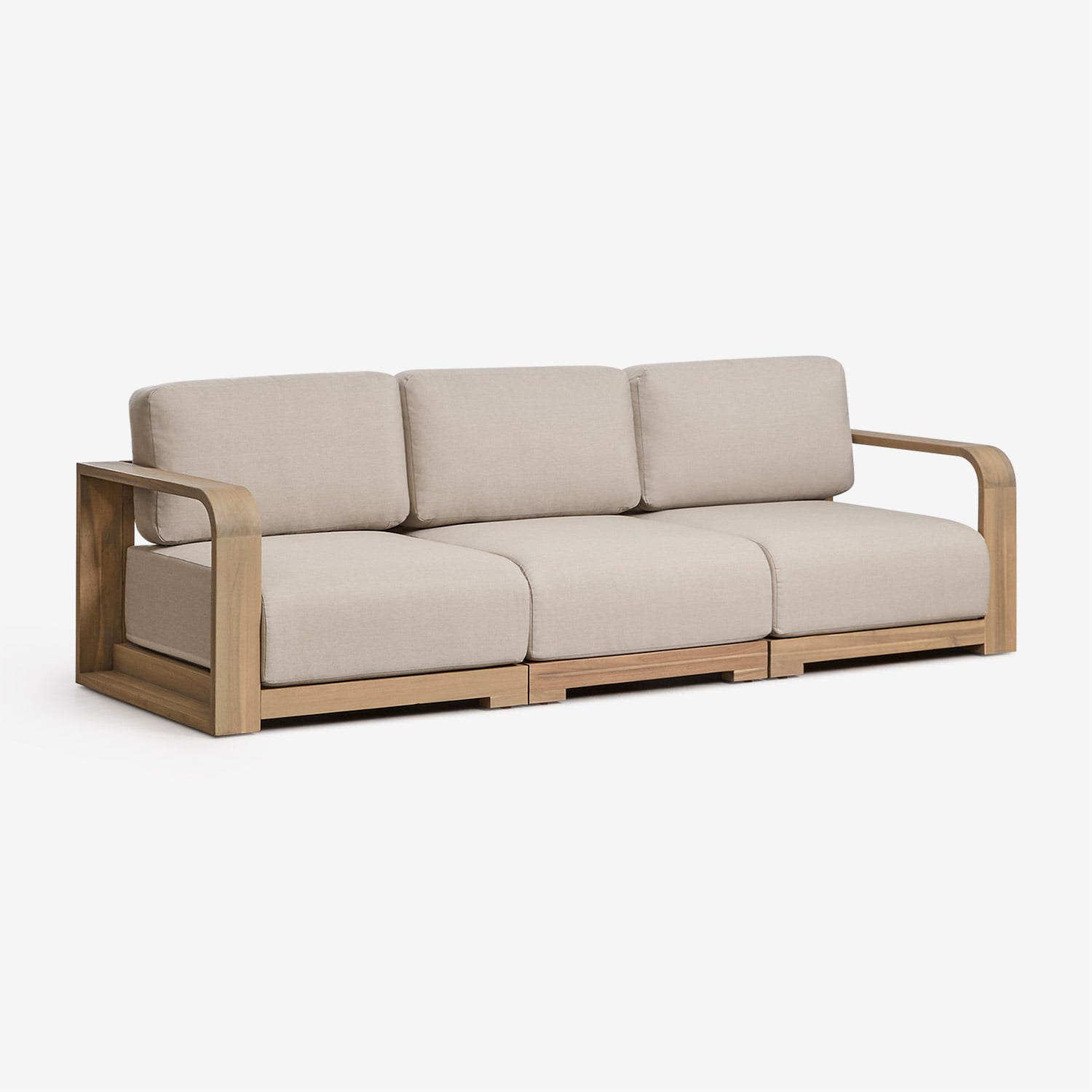 Sklum 3-teiliges Modulares Gartensofa Mit Armlehnen Aus Akazienholz Brivori Helles Akazienbraun