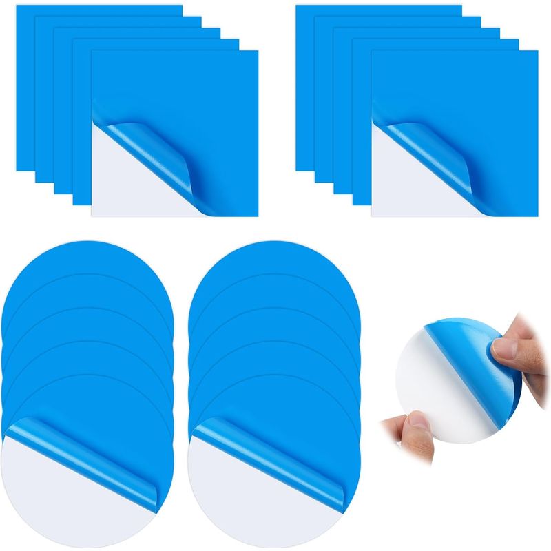 Sollbry Poolflicken, 20er-pack Selbstklebende Poolreparaturflicken, Pvc-reparaturset, Poolflicken Für Wasserbettreparaturen, 10 Quadrate, 10 Kreise