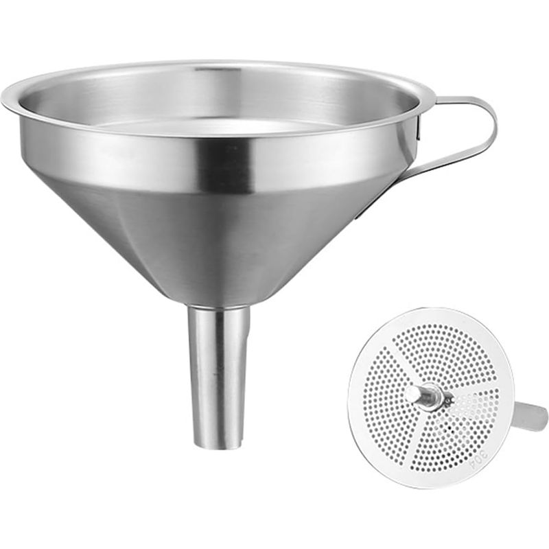 Sollbry 11 Cm Edelstahl-küchentrichter Mit Griff, Herausnehmbarem Filter, Ideal Für Flaschen, Flüssigkeiten, Öle, Pulver, Säfte, Wein, Kaffee, Tee Und Mehr