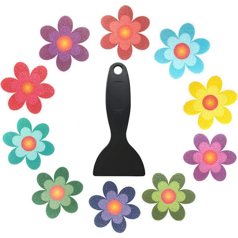 Sollbry 10er-packung Blumenförmige Anti-rutsch-aufkleber Mit Premium-schaber – Für Bad Und Dusche