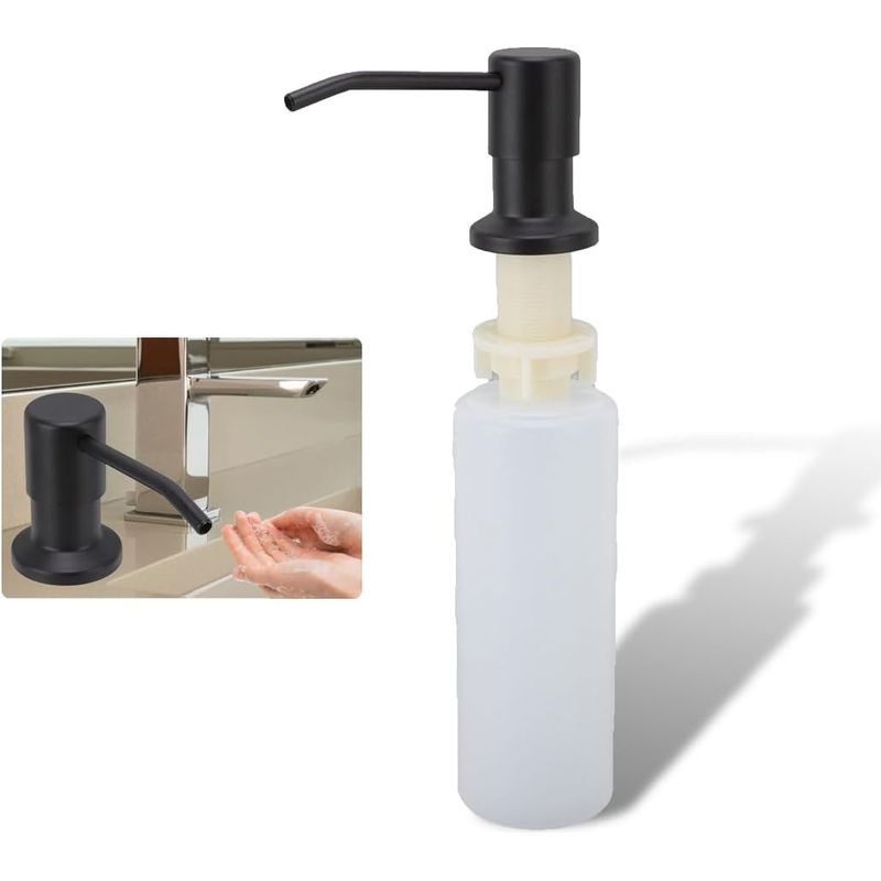 Sollbry 350ml Küchenseifenspender Mit Integriertem Seifen- Oder Lotionspender Für Die Spüle, 360° Multifunktionaler Küchenseifenspender (schwarz)