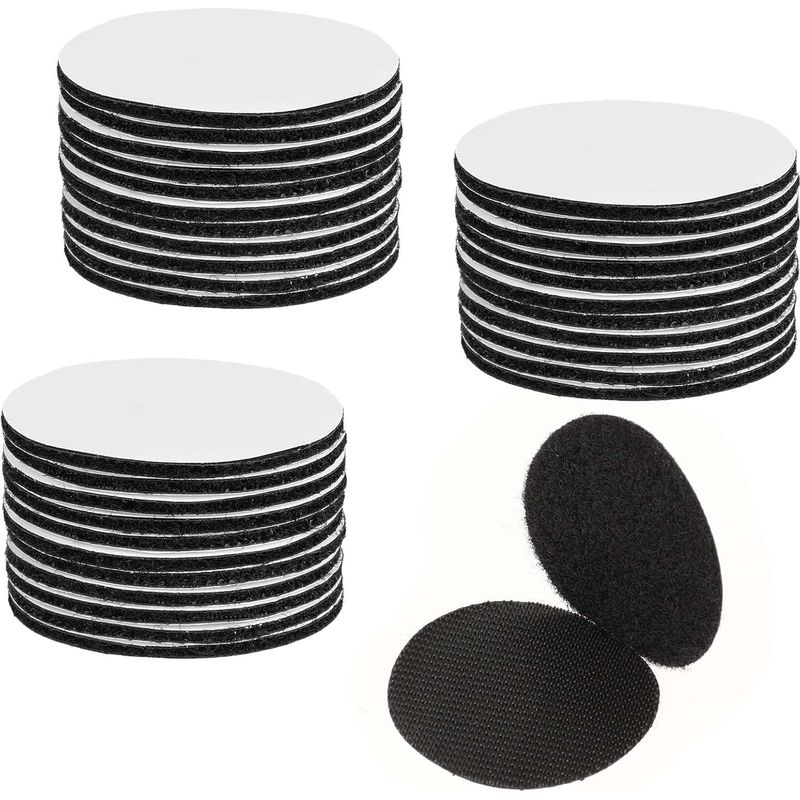 Sollbry Extra Starkes Selbstklebeband, 20 Paar Runde Klebepunkte À 50 Mm, Schwarz, Selbstklebende Befestigungselemente Für Textilien, Zum Befestigen Von Laken, Sofas Und Teppichen