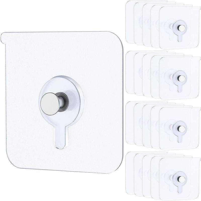 Sollbry 20 Stück Bilderhaken Zum Aufhängen Ohne Bohren, Robuste Klebehaken Für Die Wand, Transparente, Wasserfeste Wandhaken Für Bad Und Küche