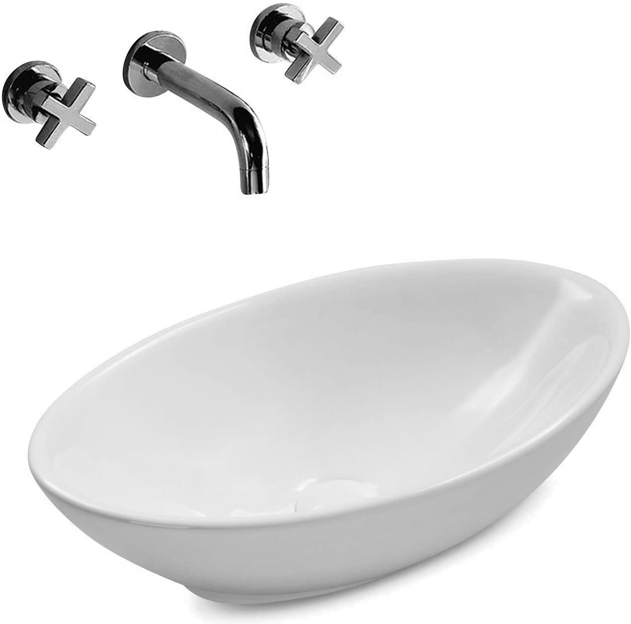 Aufsatz Keramik Waschbecken Park Brillant Weiß 52 Cm