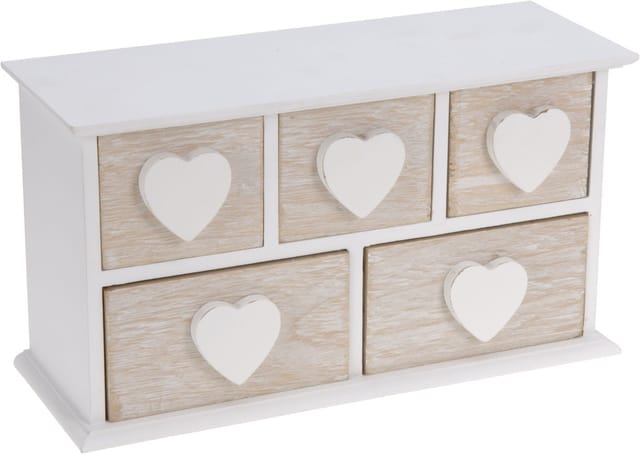 Spetebo - Holz Schmuckkästchen klein - 5 Schubladen - Schmuck Schatulle Aufbewahrungsbox