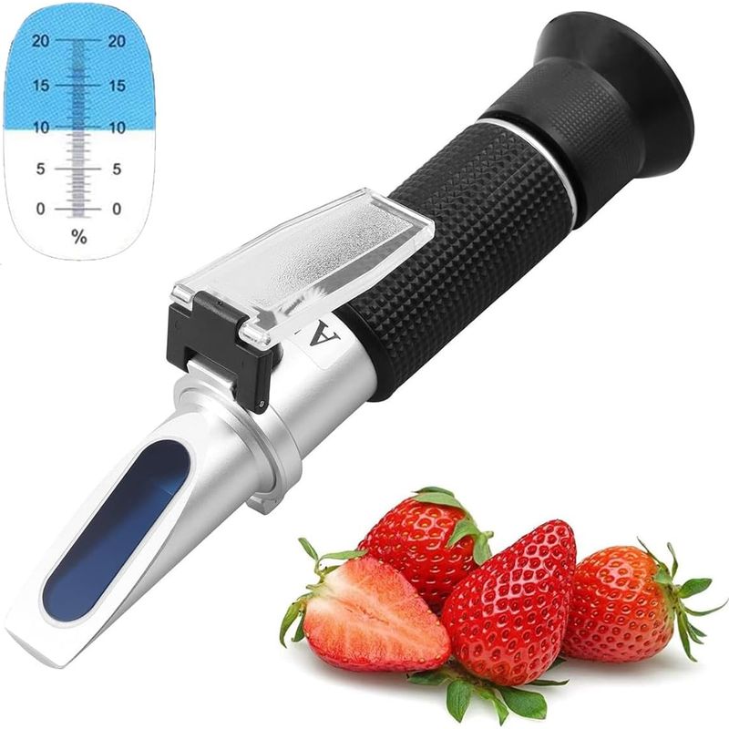 Brix-refraktometer 0-20, Tragbares Zuckermessgerät, Professionelles Zuckermessgerät Für Traubensaft, 0-20% Refraktometer Mit Atc, Für Fruchtsäfte, Wein Und Brauprodukte