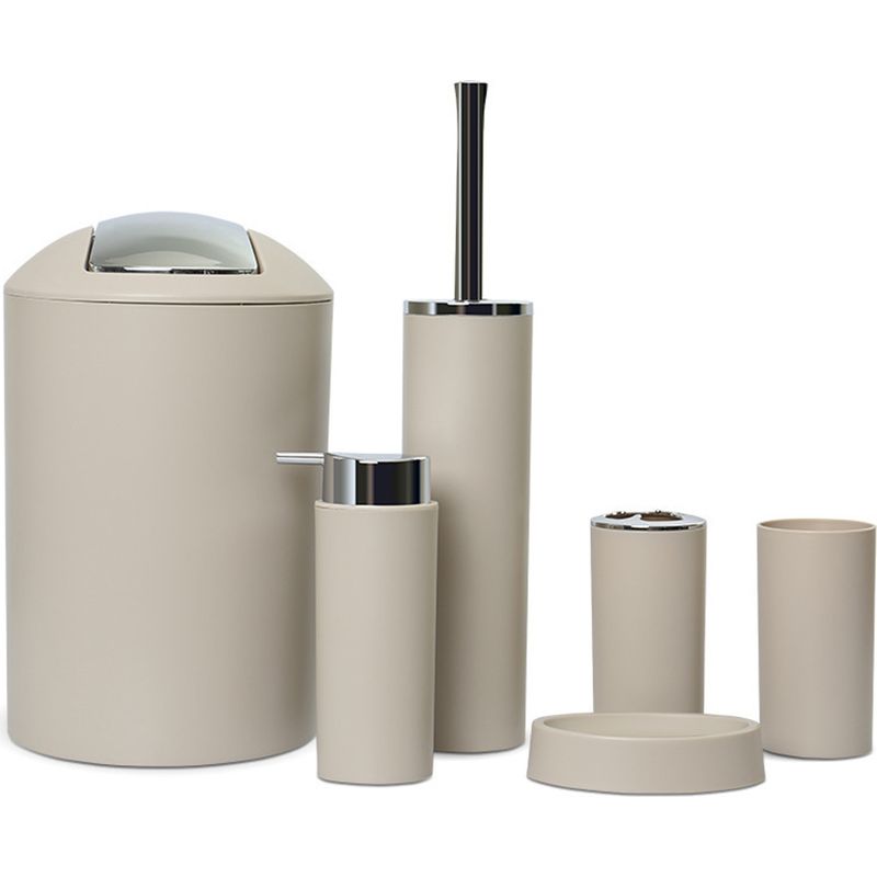 6-teiliges Badezimmer-accessoire-set – Beigefarbener Kunststoff