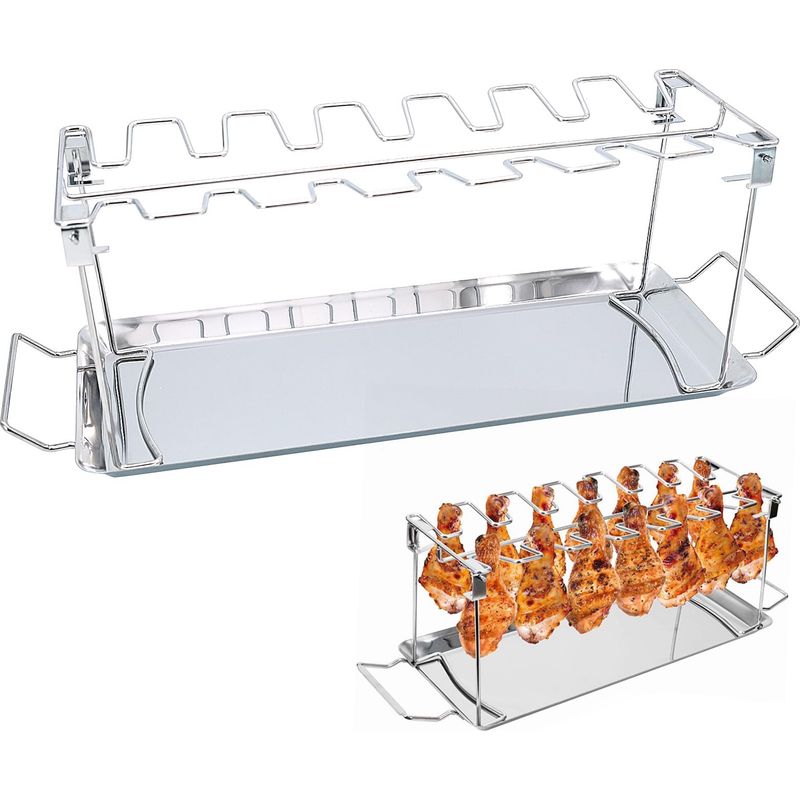 Hähnchenrost, Klappbarer Grillrost Aus Edelstahl Für 14 Hähnchenschenkel, Grillzubehör Für Backofen Und Bodengrill
