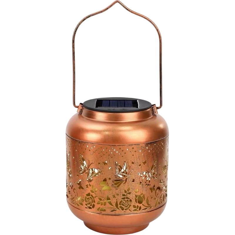 Wasserdichte Solar-gartenleuchte Aus Schmiedeeisen Mit Durchbrochenem Design In Form Einer Schmetterlingslaterne, Geeignet Für Gärten Und