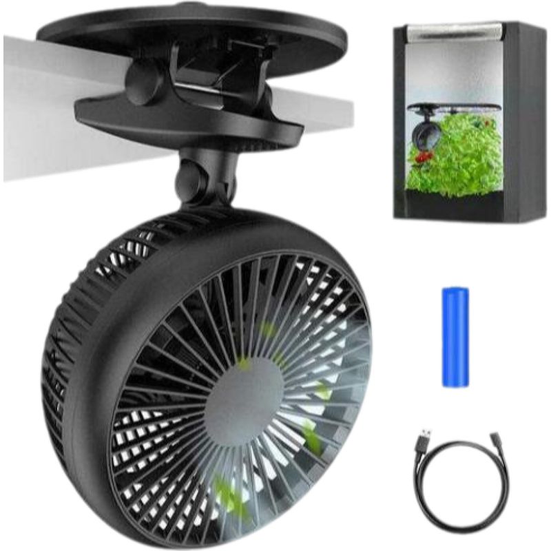 Bürstenloser Clip-ventilator – Schwarz – 1800-mah-akku (ladeversion) – 360°-drehung
