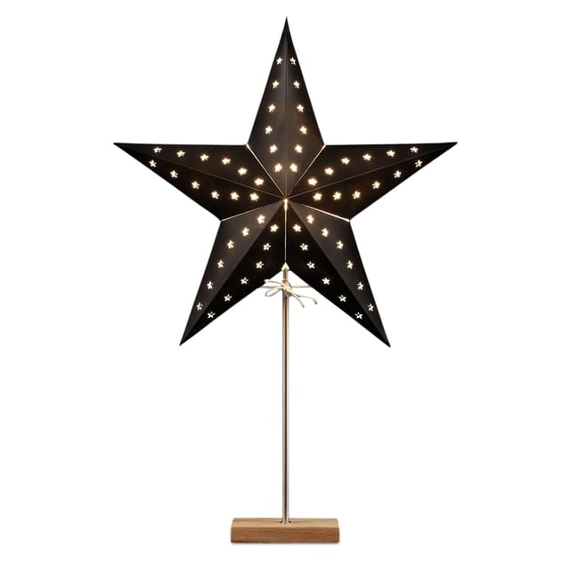 Papierstern Lampe schwarz für E14 Glühbirnen - 69 cm - Weihnachtstern Tischlampe auf Fuß - Weihnachts Deko Beleuchtung Advent Winter Stimmungsleuchte