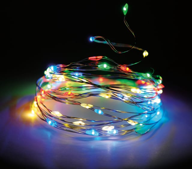 Draht Lichterkette 160 led mit Timer und 8 Funktionen 795 cm - bunt/multi - Innen und Außen Draht Lichterkette mit Batterie betrieb