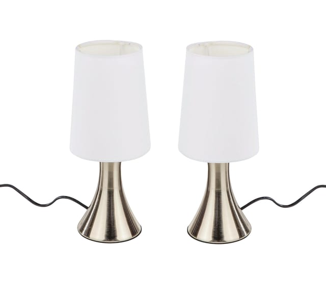 Spetebo - 2er Set Edelstahl Touchlampe - 30 x 12 cm - Touch Nachttisch Deko Lampe