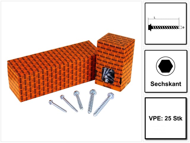 Heco - MULTI-MONTI-plus ss 12,0x100, Sechskantkopf mit Scheibe, A2K, 25 St.