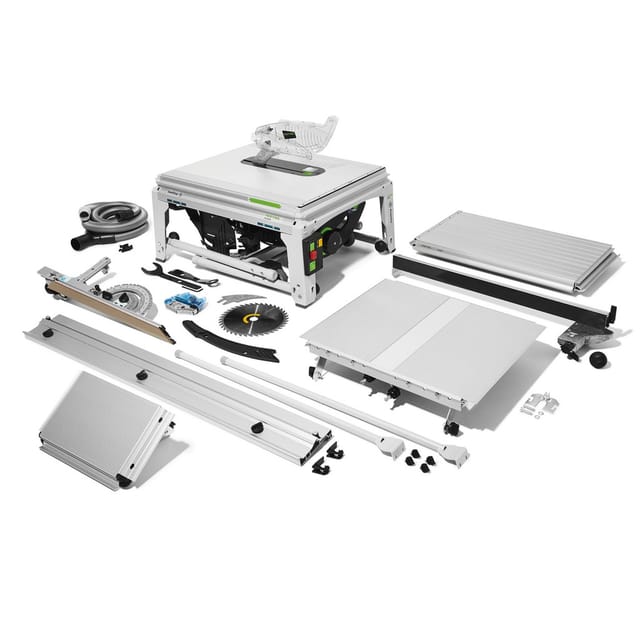 Tischkreissäge tks 80 EBS-Set, incl. 1x Kreissägeblatt, Absaug-Set, Schiebetisch, Zubehör, Karton - Festool