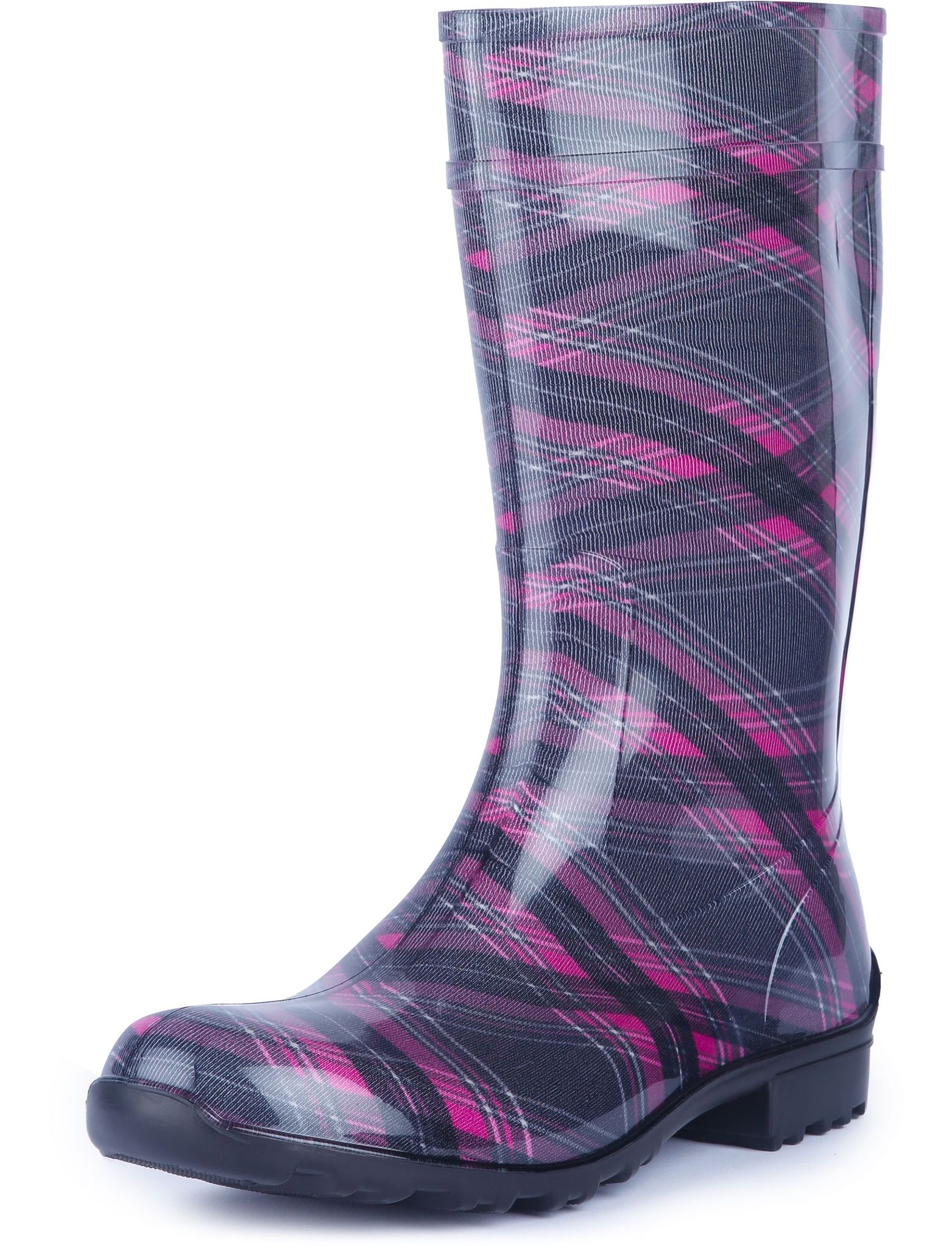 Ladeheid Damen Gummistiefel 100% Wasserdticht Regenstiefel Damen La-967 (violett/kariert, 37 Eu)