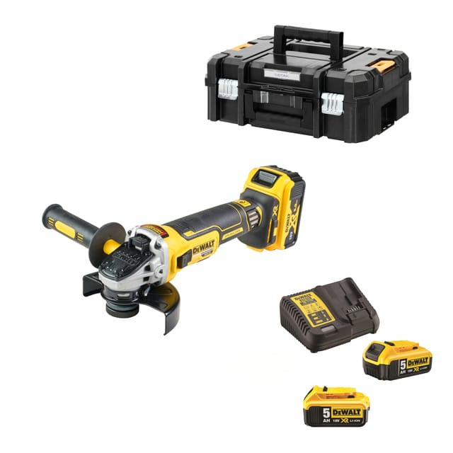 Akku-Winkelschleifer DCG405 125 mm 18V mit 3x 5,0 Ah Akkus in TSTAK-Box - Dewalt
