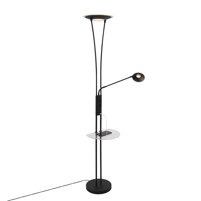 Stehlampe schwarz mit Lesearm inkl. led und USB-Anschluss - Sevilla