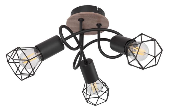 Retro Decken Lampe schwarz Wohn Zimmer Beleuchtung Käfig Spot Rondell Strahler Leuchte Globo 58402S-3D
