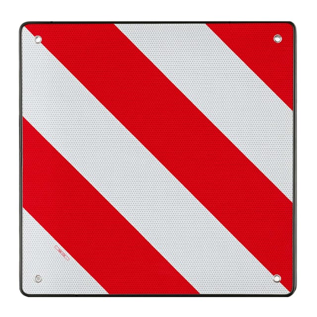 Wiltec - Rot weiße Warntafel Spanien aus Aluminium mit Befestigungslöchern 500x500 mm reflektierend Warnschild für Fahrradträger und Heckträger zur