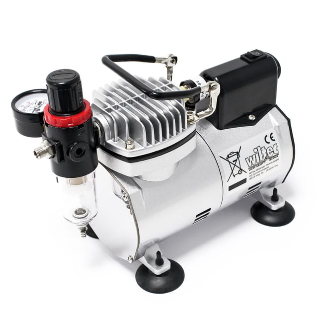 Wiltec - Airbrush Kompressor AF18-2 Membrankompressor 4 bar Abschaltautomatik Manometer