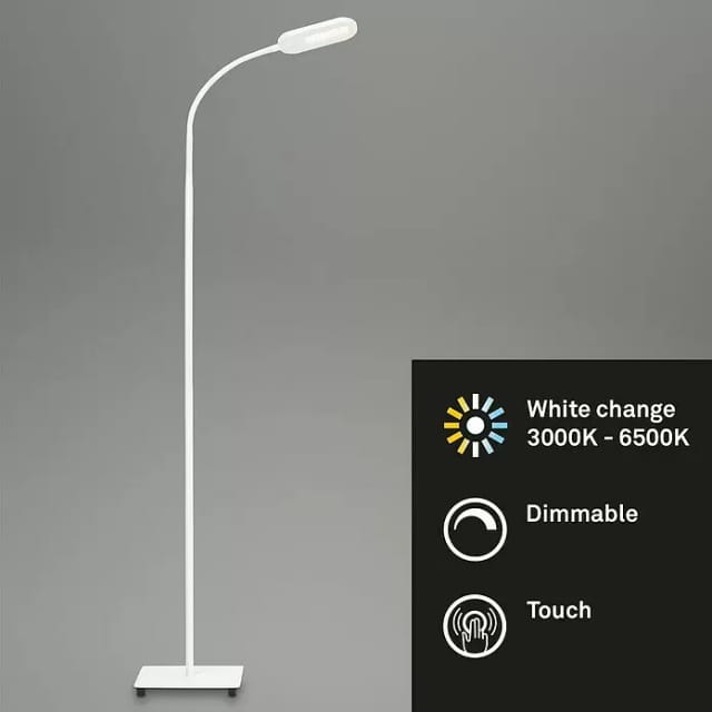 Office step led Stehlampe, Touchfunktion, cct Farbtemperatursteuerung, Dimmbar, Schwenkbar, weiß, 21 x 21 x 128 cm - Briloner