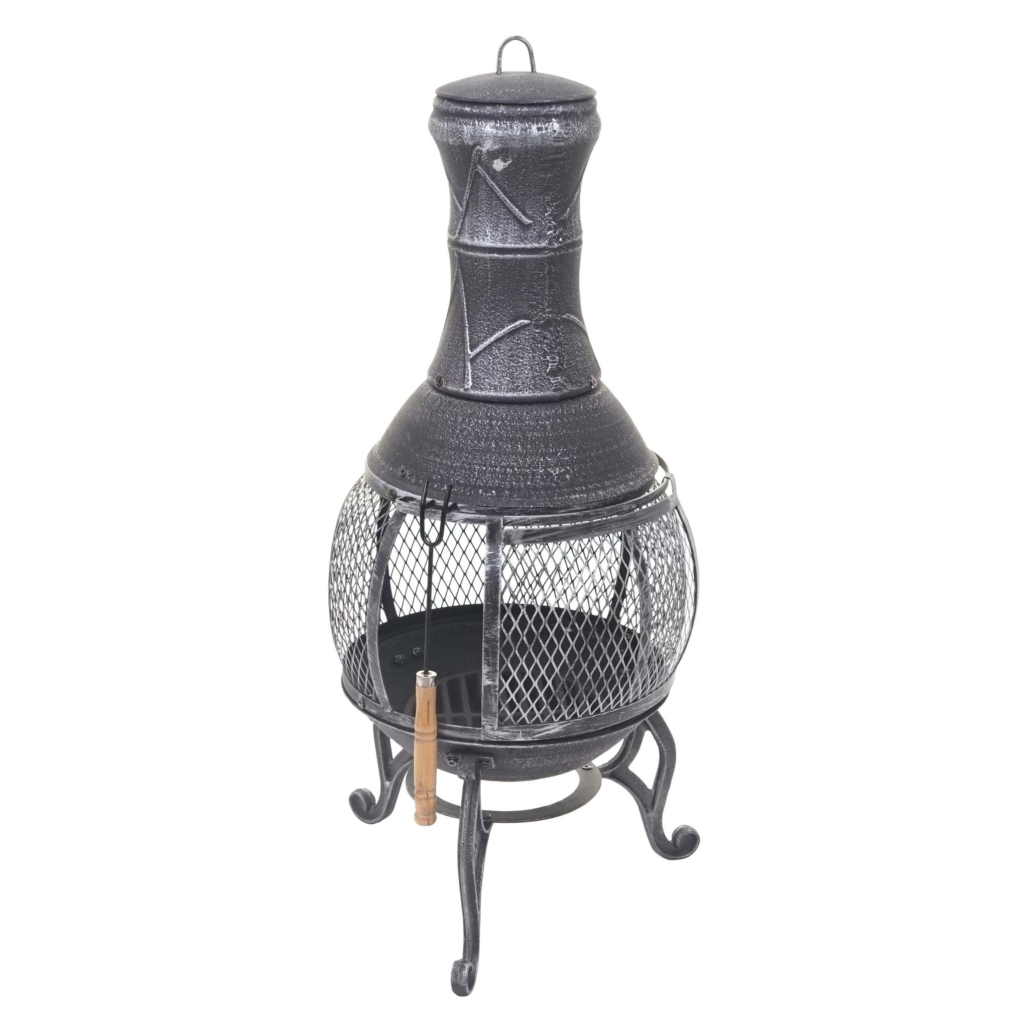 Terrassenofen Hhg-352, Feuerstelle Terrassenkamin Gartenkamin Gartenofen, Gusseisen 11,7kg 91x42x42cm