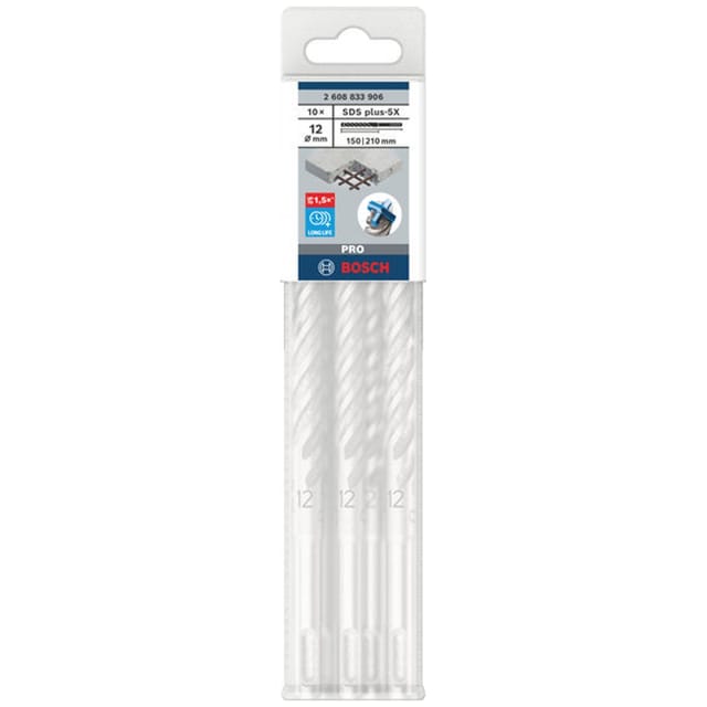 Pro sds plus-5X Hammerbohrer, 12 x 150 x 210 mm, 10-tlg.