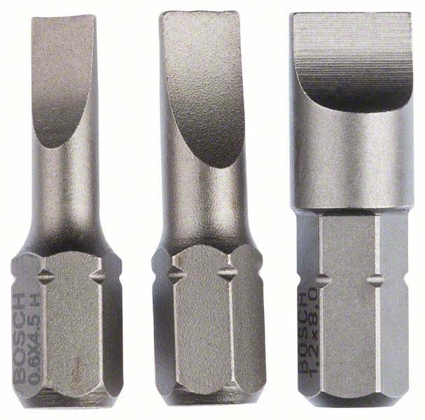 Bosch Schrauberbit-Set Extra-Hart (S), 3tlg. 25 mm, S0,6x4,5, S0,8x5,5, S1,2x8,0 - 2607001750