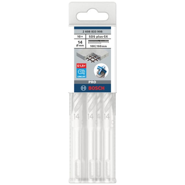 Pro sds plus-5X Hammerbohrer, 14 x 100 x 160 mm, 10-tlg.