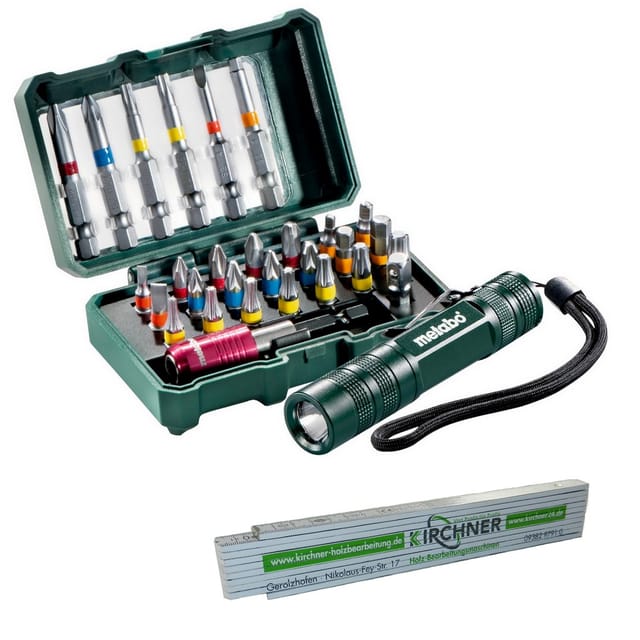 Bit-Box 29tlg Flashlight -PL100 Lampe + Maßstab Kirchner Edition - Metabo